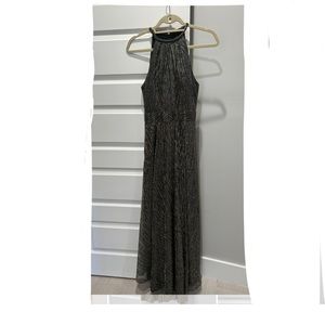 Aqua Metallic Halter Gown